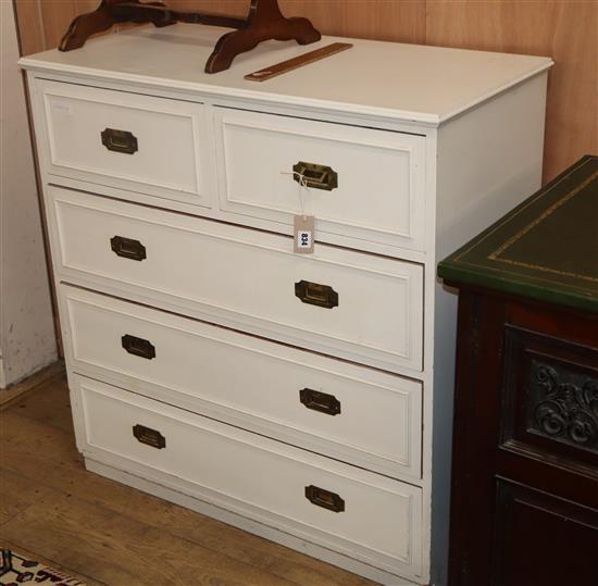 A military style white painted chest W.92cm